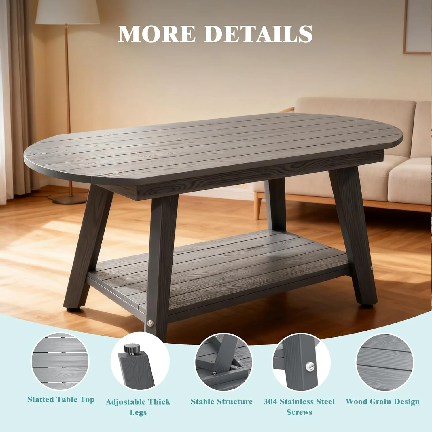Coffee Table, All-Weather Outdoor Coffee Table - Image 4