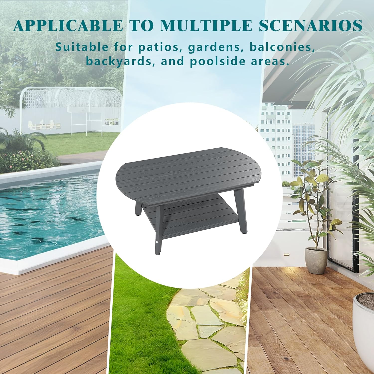 Coffee Table, All-Weather Outdoor Coffee Table - Image 6