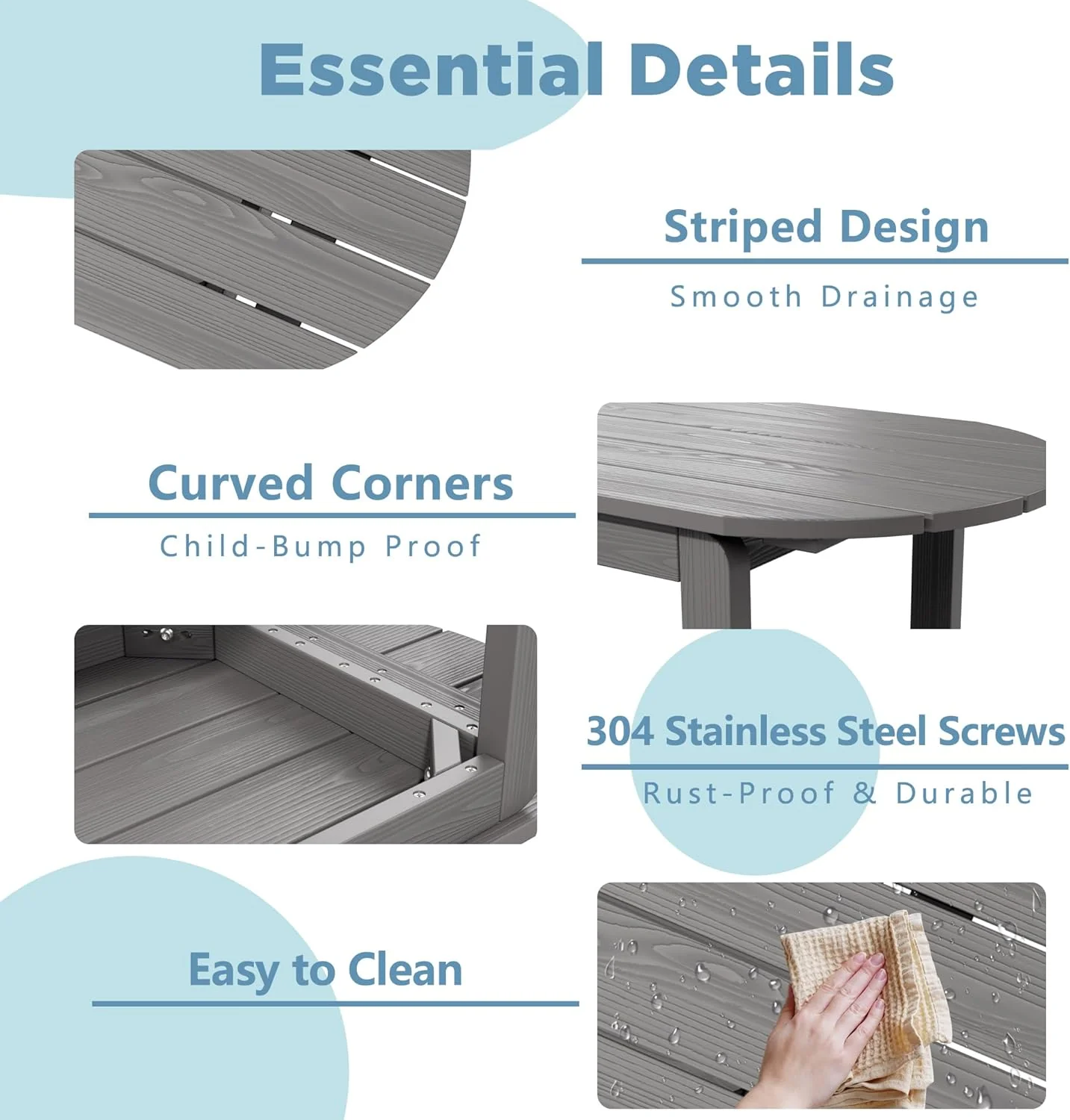 Coffee Table, All-Weather Outdoor Coffee Table, Modern Rectangle Coffee Table for Balcony, Garden, Straight Leg - Image 5