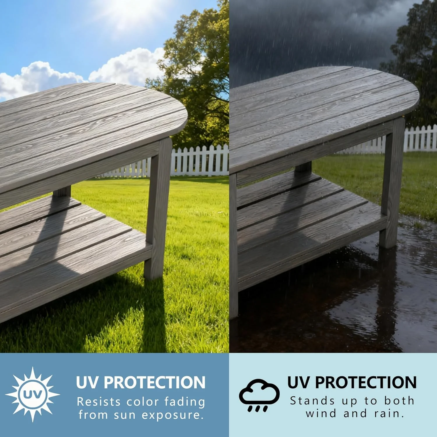 Coffee Table, All-Weather Outdoor Coffee Table, Modern Rectangle Coffee Table for Balcony, Garden, Straight Leg - Image 7