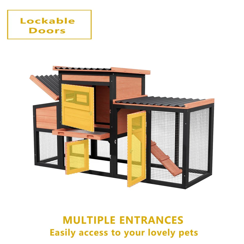 Outdoor Hen House Wooden Rabbit Hutch - Chicken Coop Run and Hutch for Backyard - Image 5