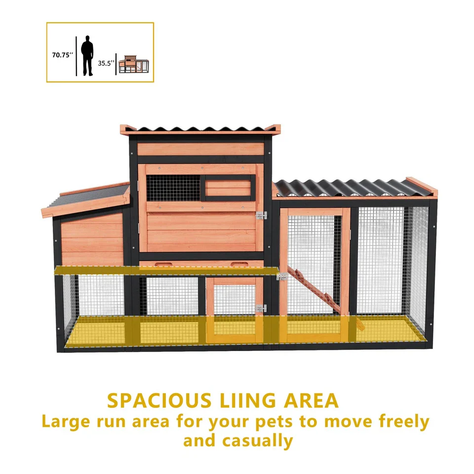 Outdoor Hen House Wooden Rabbit Hutch - Chicken Coop Run and Hutch for Backyard - Image 6