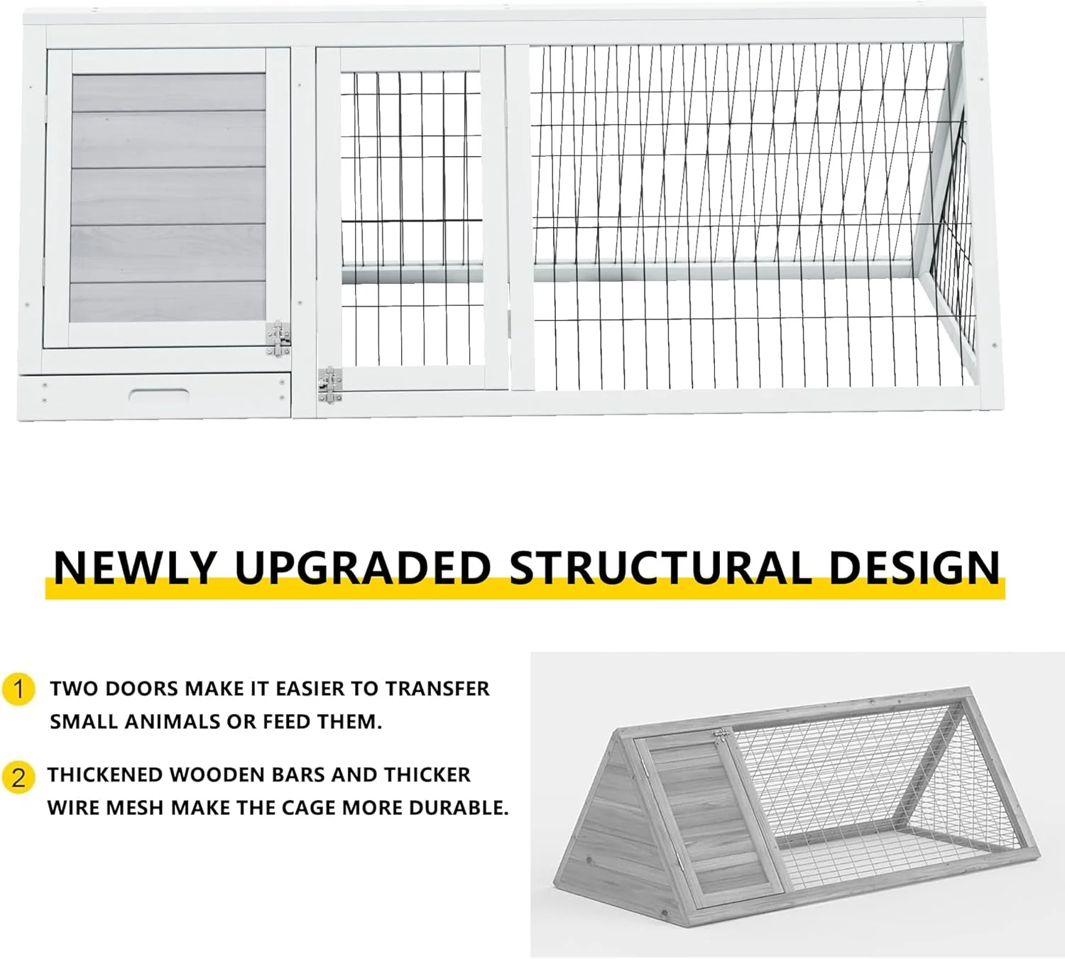 Quail Cages,Wooden Chicken Coop,Nesting Boxes for Chickens,Brooder Box Indoor Outdoor,A-Frame Poultry Duck House with Ventilating Wire Rabbit Hutch for Small Animals - Image 5