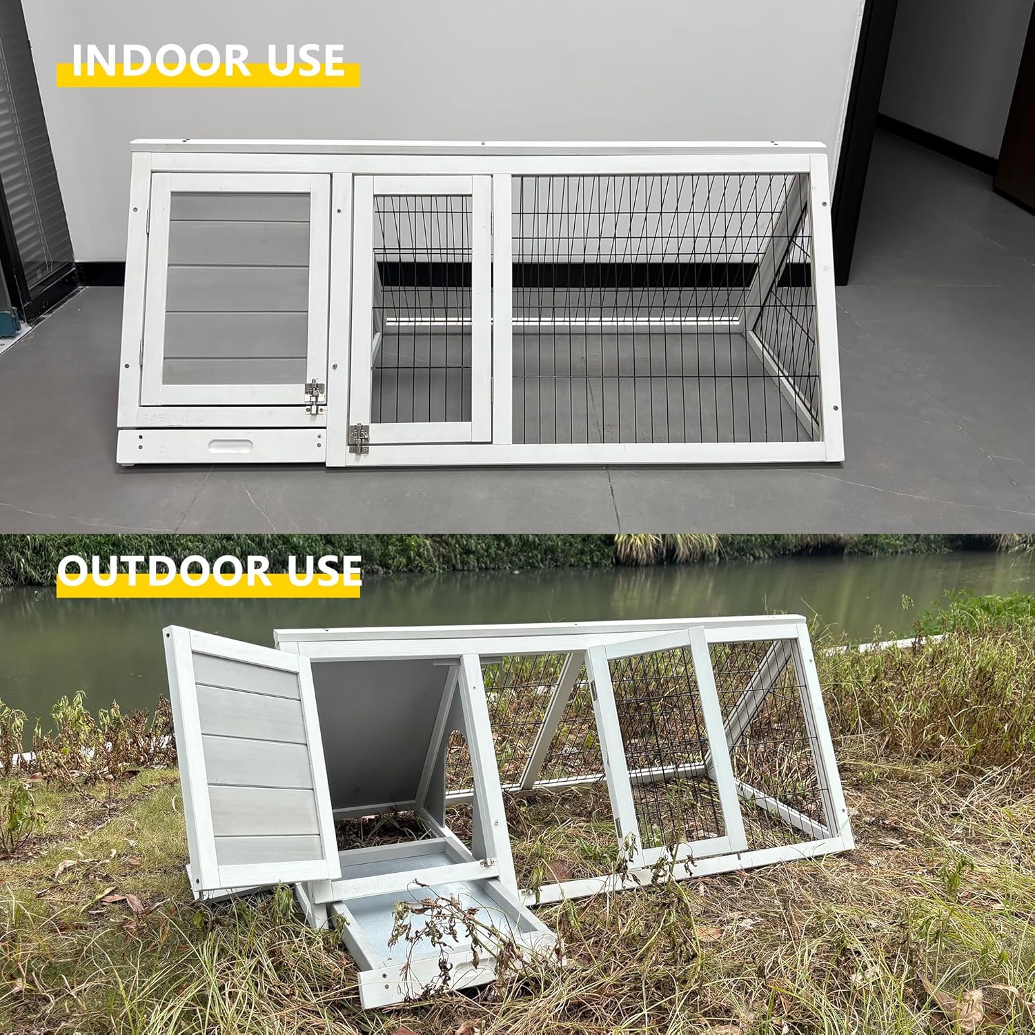 Quail Cages,Wooden Chicken Coop,Nesting Boxes for Chickens,Brooder Box Indoor Outdoor,A-Frame Poultry Duck House with Ventilating Wire Rabbit Hutch for Small Animals - Image 6