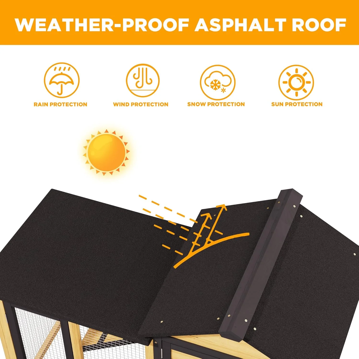 Rabbit Hutch Bunny Cage Indoor Outdoor, 2-Story Wooden Chicken Coop with Wire Run, Waterproof Roof, Pull Out Tray and Anti-Slip Ramp - Image 3
