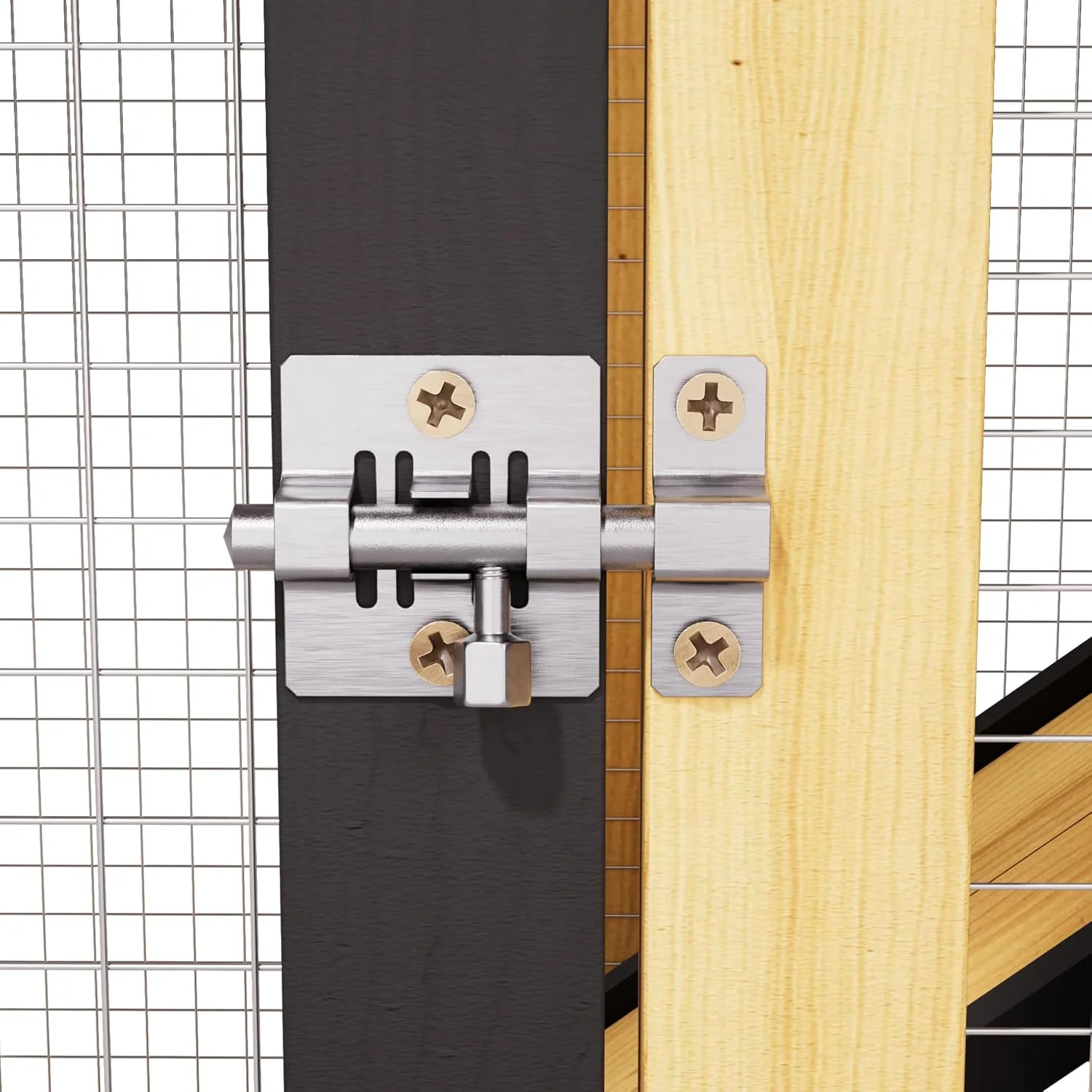 Rabbit Hutch Bunny Cage Indoor Outdoor, 2-Story Wooden Chicken Coop with Wire Run, Waterproof Roof, Pull Out Tray and Anti-Slip Ramp - Image 7