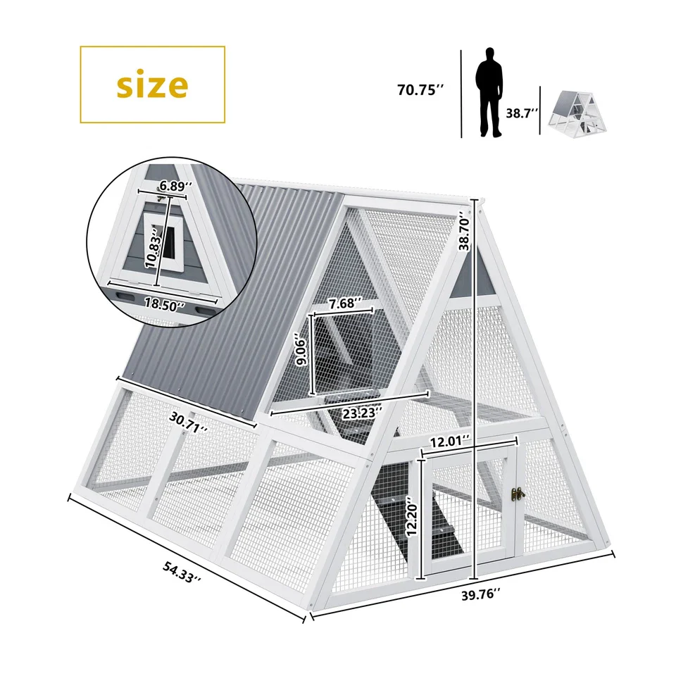 Wooden Rabbit Hutch and Chicken Coop - Durable Outdoor Indoor Animal Cage - Image 3