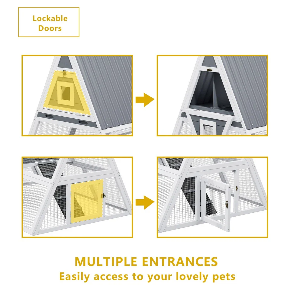 Wooden Rabbit Hutch and Chicken Coop - Durable Outdoor Indoor Animal Cage - Image 4