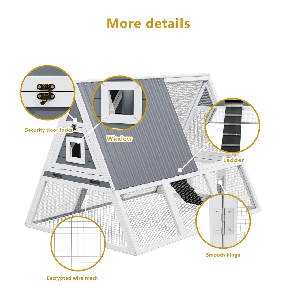 Wooden Rabbit Hutch and Chicken Coop - Durable Outdoor Indoor Animal Cage - Image 6